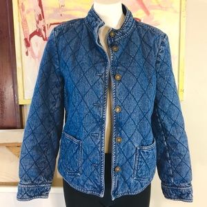 Charter Club Quilted Denim Coat with Plaid Lining